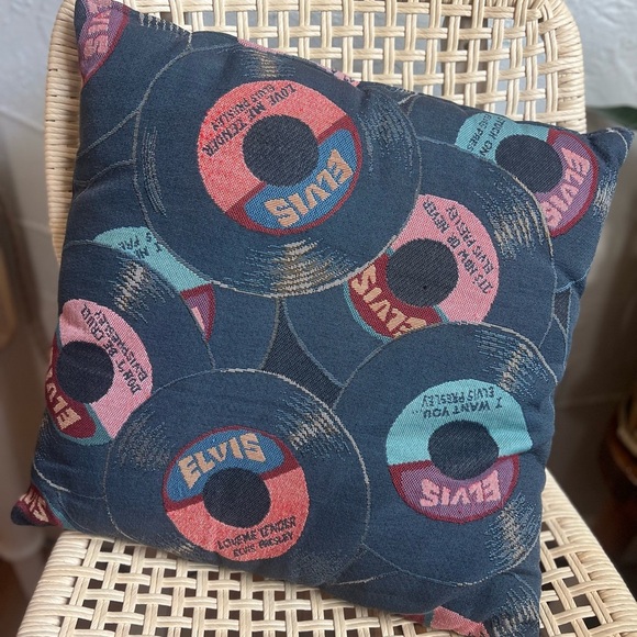 Vintage Elvis Presley Record Throw Pillow Rock n Roll Decor Tapestry Cushion MCM - Picture 6 of 6